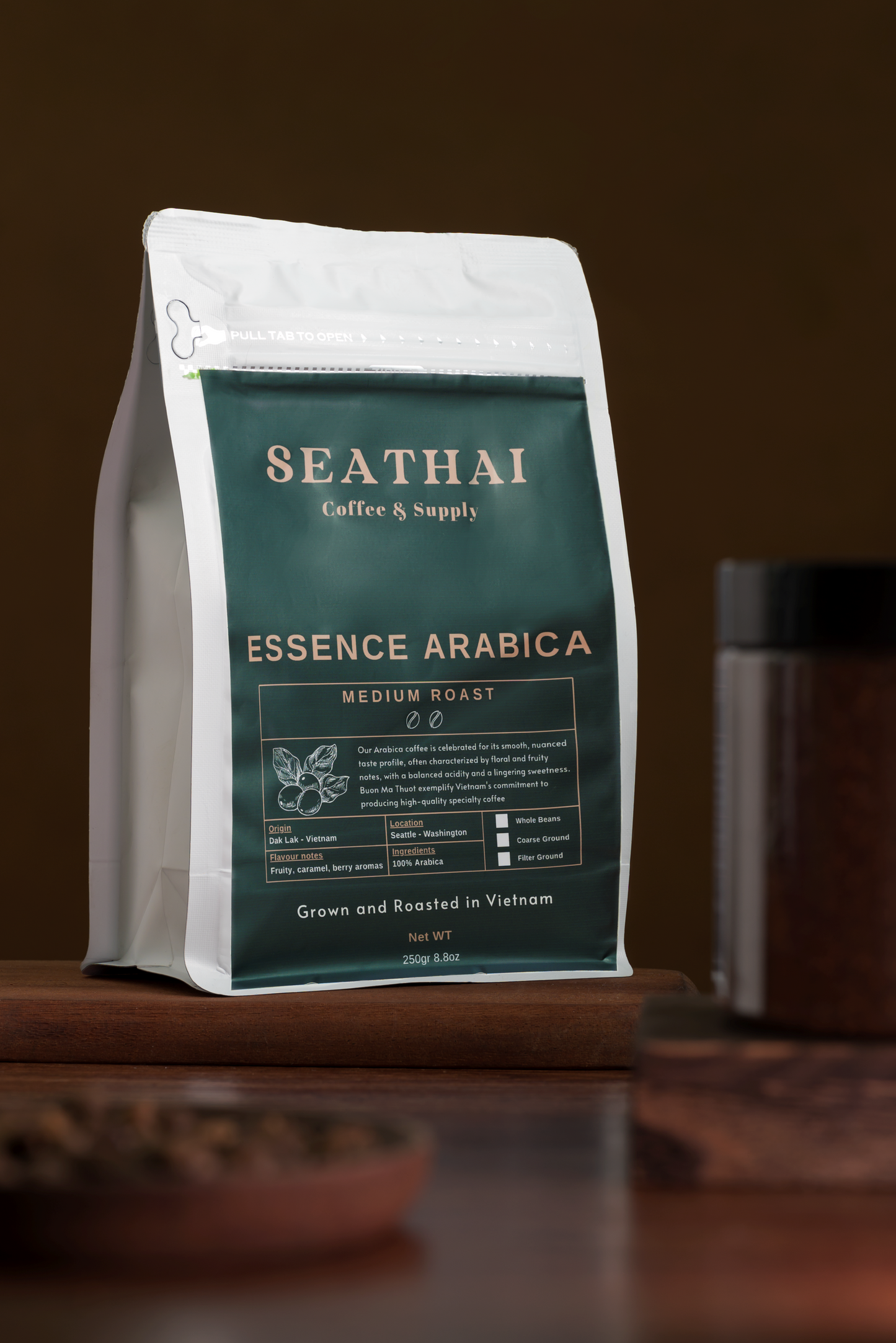 Seathai Coffee Supply - ESSENCE ARABICA - Arabica Medium Roast - Vietnamese Grown, Roasted and Trade [8.8 oz Bag]